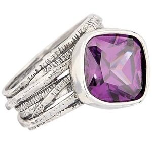 Silpada Size 7 Gladiator Glam Purple‎ CZ Sterling Silver Ring R2757 Cubic